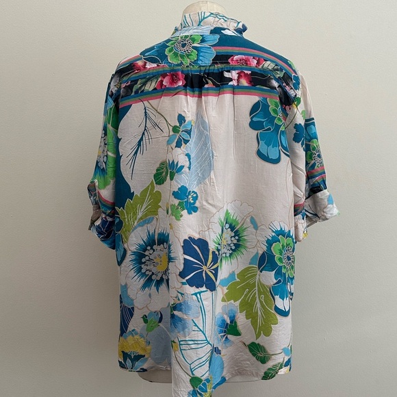 JOHNNY WAS Jenn Jolene RUFFLE TRIM Floral Button-Up Blouse SZ XL - Picture 3 of 6